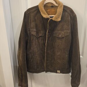 ABERCROMBIE & FITCH Vtg Men's XL Brown Corduroy Sherpa Lined Trucker Jacket
